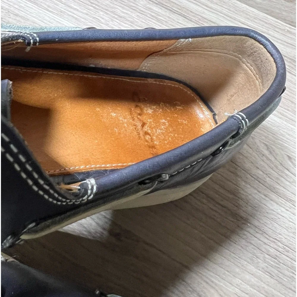 COACH Carlson Mens Leather Boat Shoes Navy‎ Blue Lace Up Size 9.5